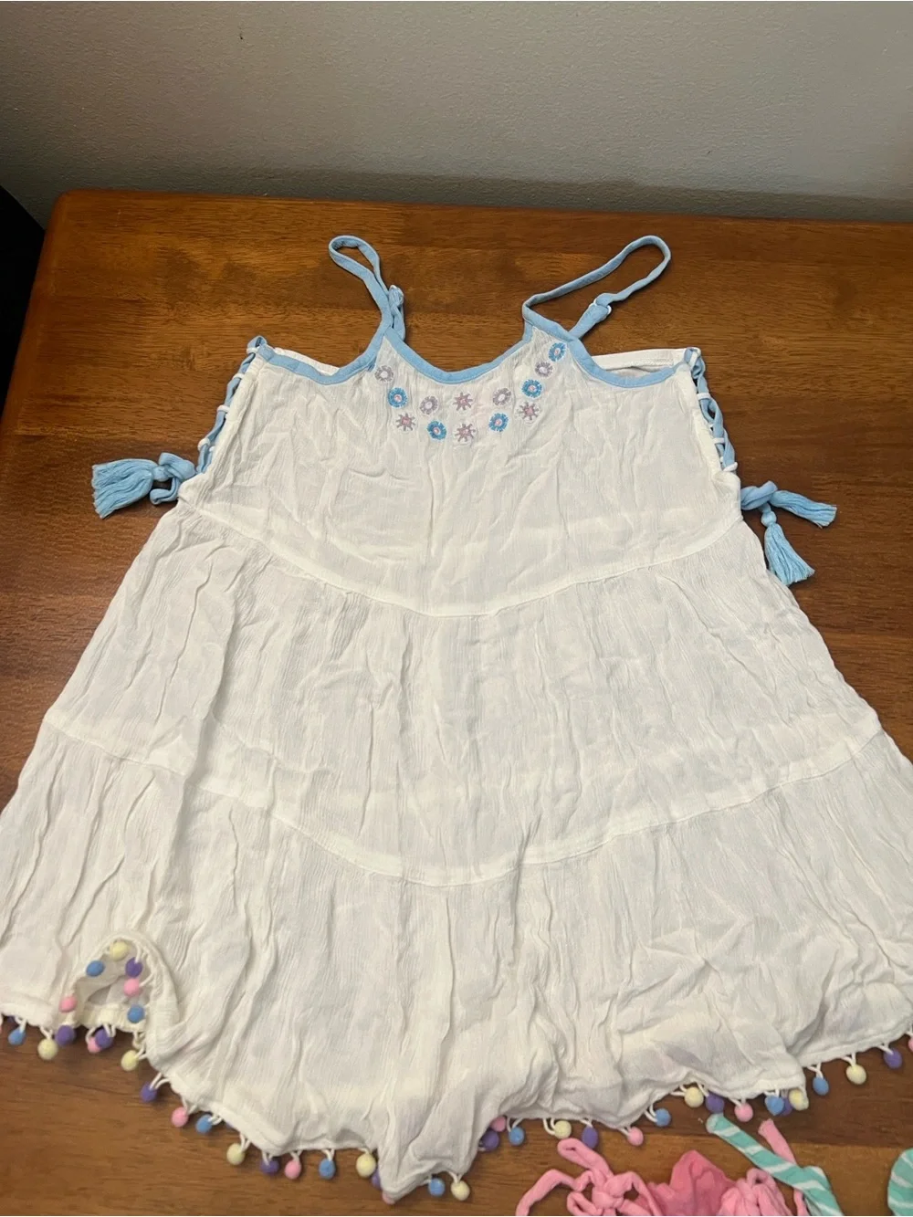 Justice Light Blue Denim Overalls and jumper Size 8-10 (lot of 7)
